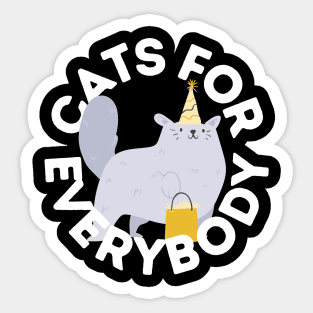 Cats For Everybody Festive Cat Bearing Gifts Funny Christmas Gift for Cat Owners and Feline Lovers Sticker